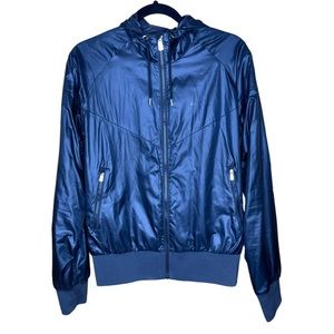 EUC Nike‎ Womens Sportswear Classic Nylon Hooded Windrunner Jacket Black Large